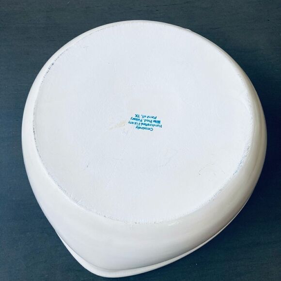 Texas Bluebonnets Heart Shaped Pottery Bowl Dish Large - Picture 4 of 5